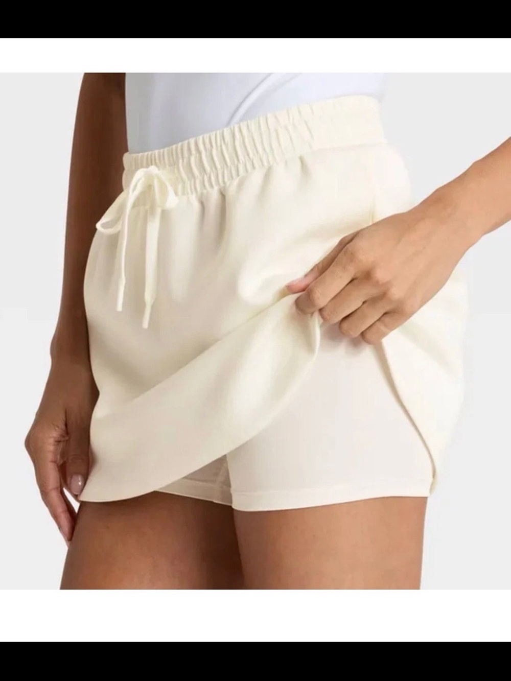 all in motion Cream Drawstring Mini Skort - Picture 2 of 3